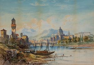 Veduta di una città nel Nord Italia