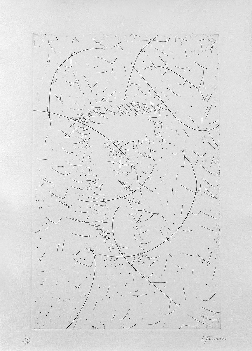Lucio Fontana - Il sette magnetico, acquaforte, 1968
