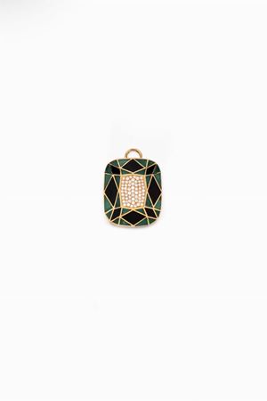 pendente-spilla in oro 18kt, pietra dura e diamanti