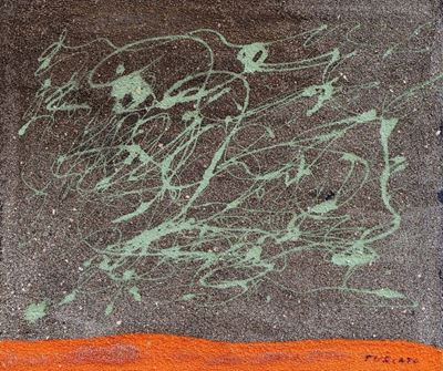Itinerari, 1970, olio e tecnica mista su tela