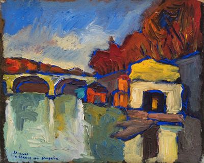 Lungotevere, olio su tavola