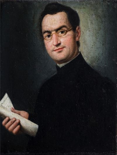 Scuola italiana, Ritratto di giovane prelato con lettera in mano, olio su tela
