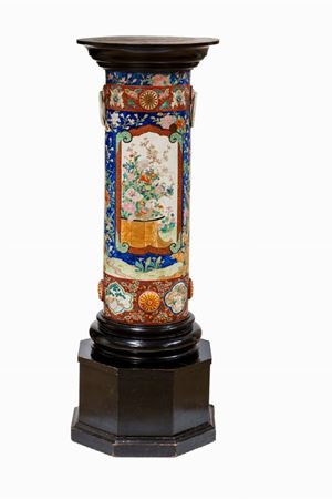 Colonna in porcellana policroma, Giappone secolo XIX