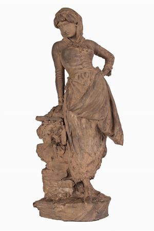 Giovane donna alla fonte