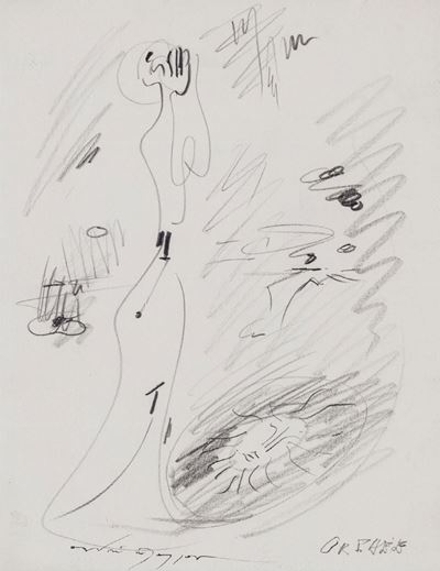 Composizione (grafite e matita su carta applicata su tela)