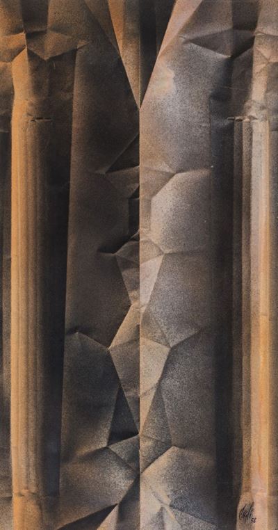 Composizione, 1958, olio su carta applicata su tavola