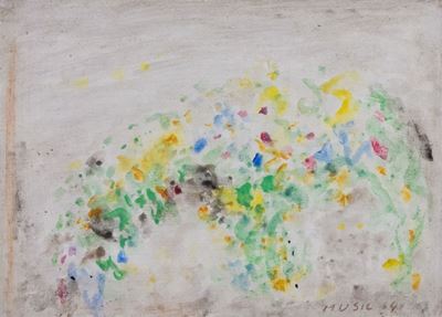 Paesaggio, acquarello su masonite, 1964