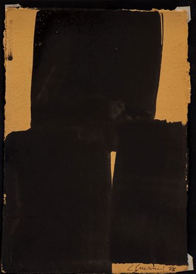 Segno nero, tempera su cartoncino, 1988