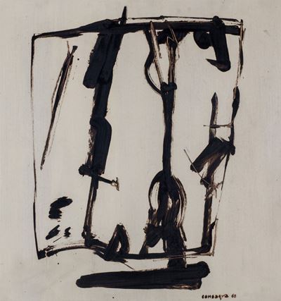 Progetto di scultura, 1960, olio su masonite
