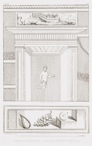 Prima opera: prima traduzione di questa monumentale opera, data alla luce durante gli scavi di Pompei ed Ercolano. Come si legge nella Prefazione, l’autore si propone di “offrire agli artisti la collezione di tutte le antichità trovate nelle città vesuviane...la qual collezione vuol essere ad un tempo completa, portatile, di modico prezzo, e facile a completarsi”.   Ercolano e Pompei. Raccolta generale di pitture, bronzi, mosaici, ec. fin ora scoperti e riprodotti dietro le antichità di Ercolano, il Museo Borbonico e le opere tutte pubblicate fin qui