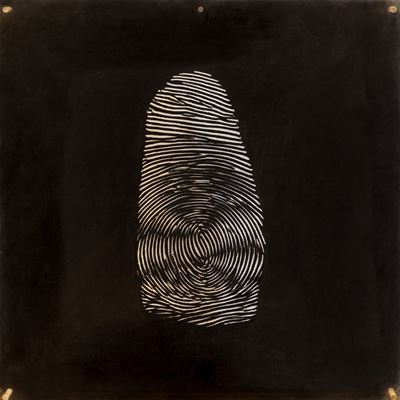 Impronta digitale, serigrafia su plexiglas nero e trasparente, 1969