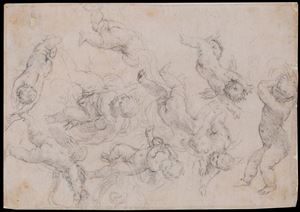 Studi di putti, al recto; studio di una testa di profilo, al verso