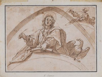 F. Zuccaro, Studio per San Giovanni Evangelista, inchiostro bruno acquerellato su carta