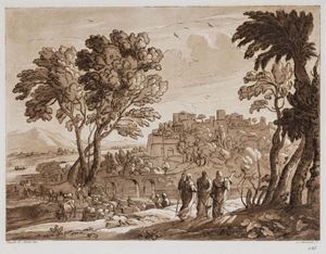 Bella raccolta di tavole eseguite sui disegni dell'artista Claude Gell&eacute;e detto Lorrain o il Lorenese (1600-82) nella Collezione del duca di Devonshire, incise per la prima volta a Londra da Richard Earlom e in questa nuova edizione ridisegnate dal pittore romano Ludovico Caracciolo. (Brunet III, 1169). Christian Heinrich Kohlrausch, medico militare a cui appartenne quest'opera, nacque ad Hannover nel 1776 e mor&igrave; a Berlino nel 1826. Incollato al contropiatto del vol.I il "Manifesto di Associazione" datato 1810 in cui si spiega la motivazione di questa "ristampa" del Liber Veritatis, ovvero perch&eacute; molto ricercato e ormai divenuto rarissimo. Si informa che le incisioni saranno disponibili a gruppi di 4 ogni mese a 15 bajocchi per carta.  [Liber veritatis di Claudio Gell&eacute;e lorenese ovvero raccolta di duecento stampe tratte dalli di lui disegni nella collezione del Duca di Devonshire incise in Londra da Riccardo Earlom ed ora da Ludovico Caracciolo pittore romano ripetute]