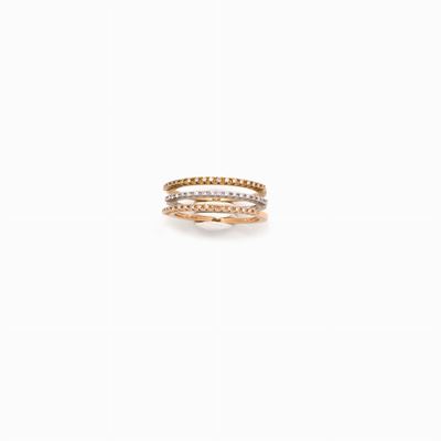 Anello a Tre Rivie`re in Oro e Diamanti