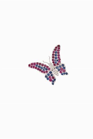 in oro bianco 18kt, zaffiri, rubini e diamanti