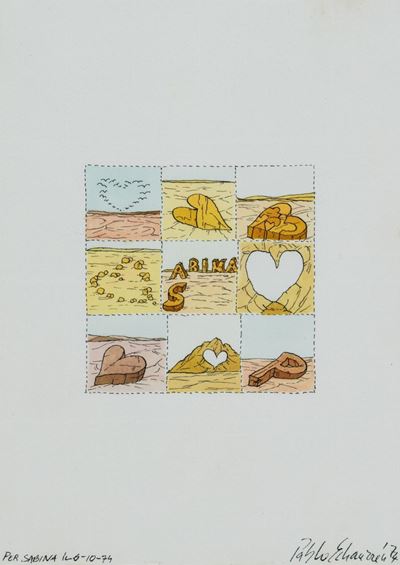 9 disegni 1974 - 1976, acquarello e inchiostro su carta
