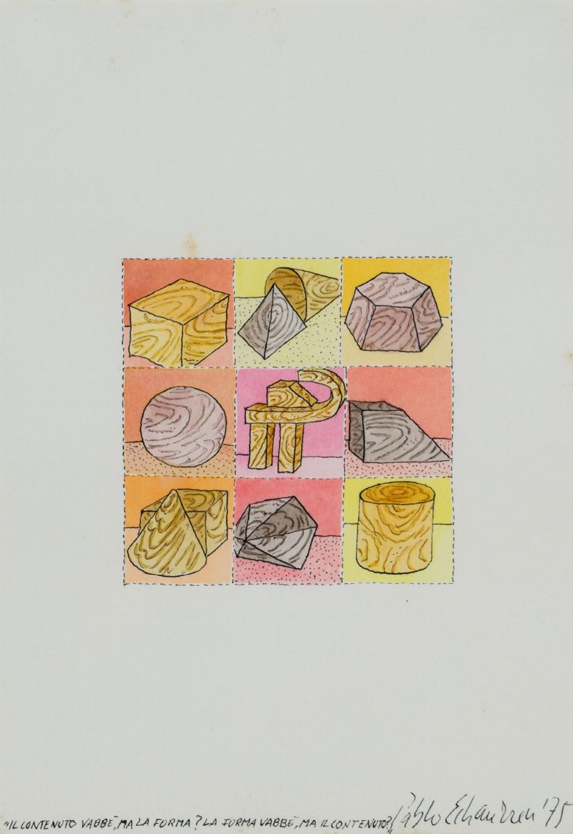 Pablo Echaurren - 9 disegni 1974 - 1976, acquarello e inchiostro su carta