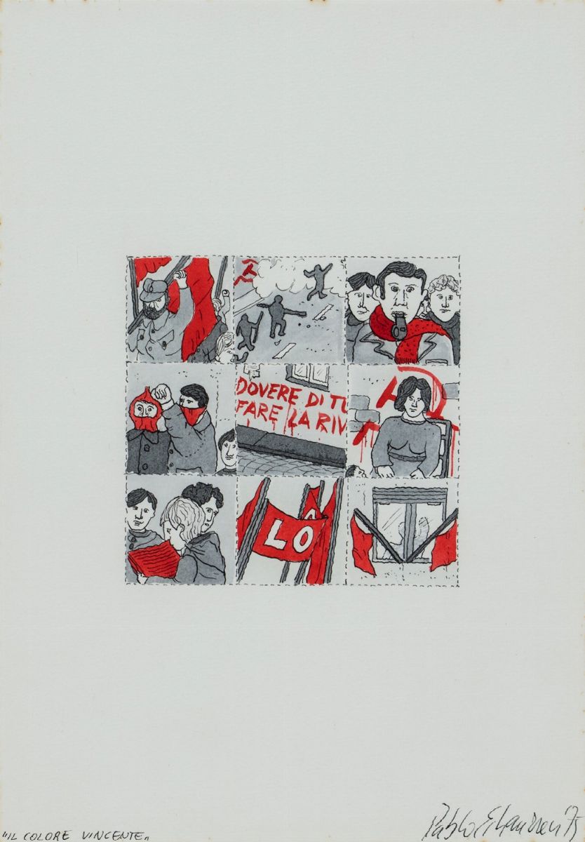 Pablo Echaurren - 9 disegni 1974 - 1976, acquarello e inchiostro su carta