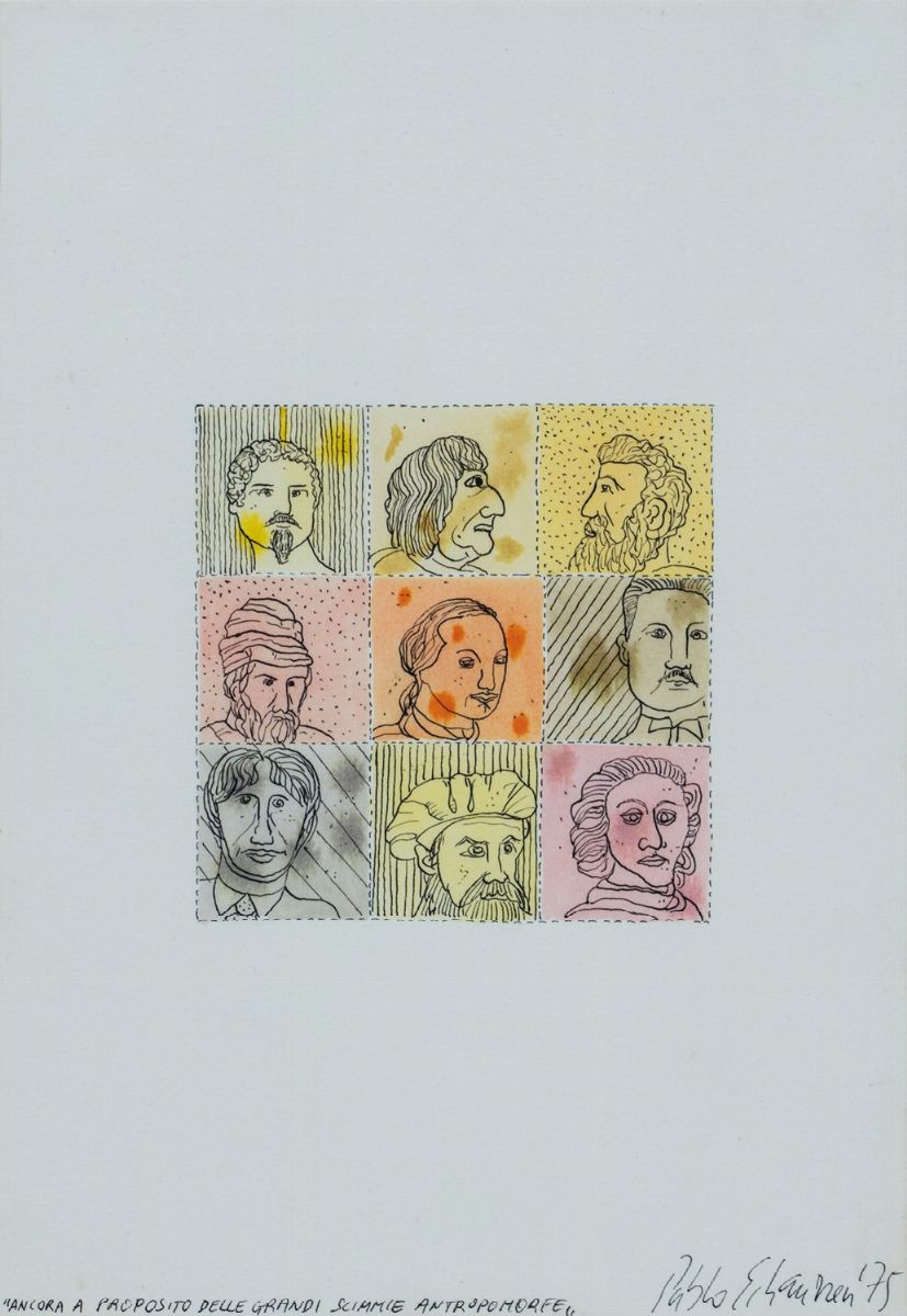 Pablo Echaurren - 9 disegni 1974 - 1976, acquarello e inchiostro su carta
