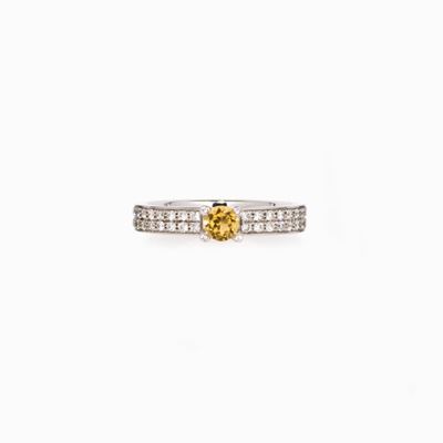 Anello in Diamanti e Citrino in Oro Bian