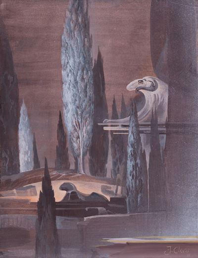 Omaggio a Boecklin (olio su carta applicata su tavola, 1968)