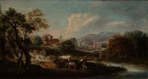Paesaggio con pastori e armenti