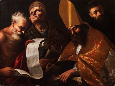 Autore non identificato, I quattro Dottori della Chiesa, olio su tela
