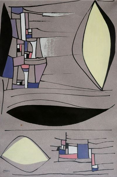 Composizione, tecnica mista su carta, 1952