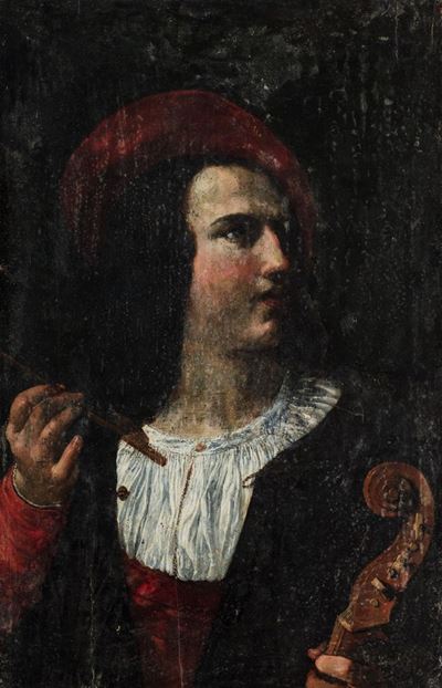 Giovane musico, olio su tavola