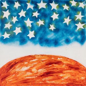 Senza titolo - paesaggio con stelle, fine Anni '70