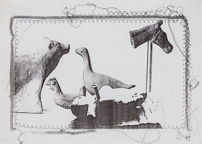 Bambino con chiodo ed animali, fotocopia, 1979