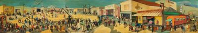 La fiera, 1928, olio su tavola, 120 x 702 cm (composto da 3 tavole)