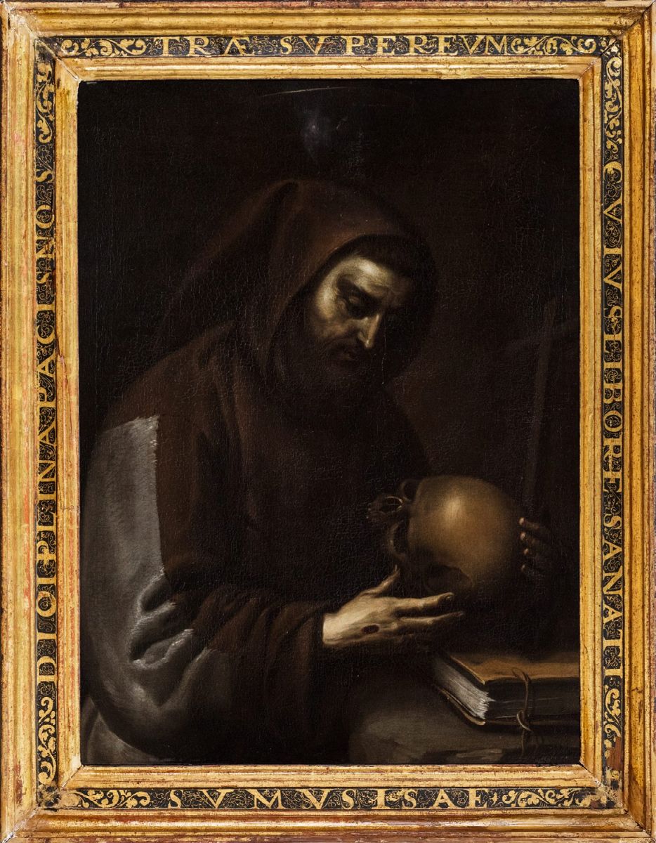 Scuola Spagnola, Fine Secolo XVI - San Francesco in meditazione, olio su tela