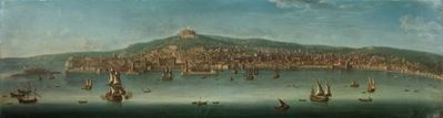 Veduta del Golfo di Napoli, olio su rame