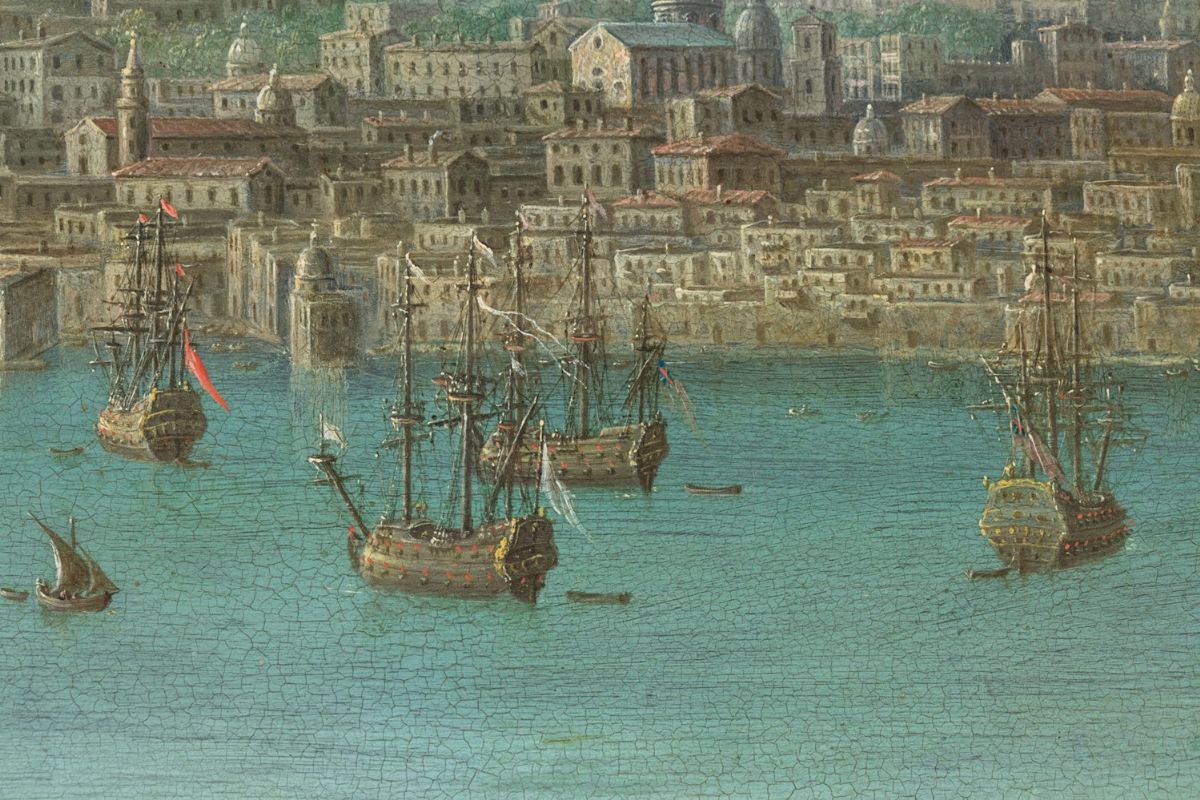 Orazio Grevenbroek - Veduta del Golfo di Napoli, olio su rame