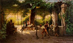 La partita a bocce sotto la pergola