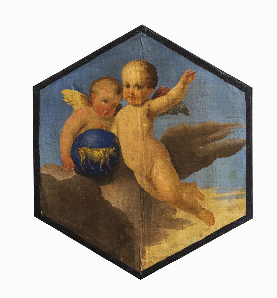 Scuola Bolognese, Secolo XVII - Autore sconosciuto, I dodici segni zodiacali, olio su tela applic...