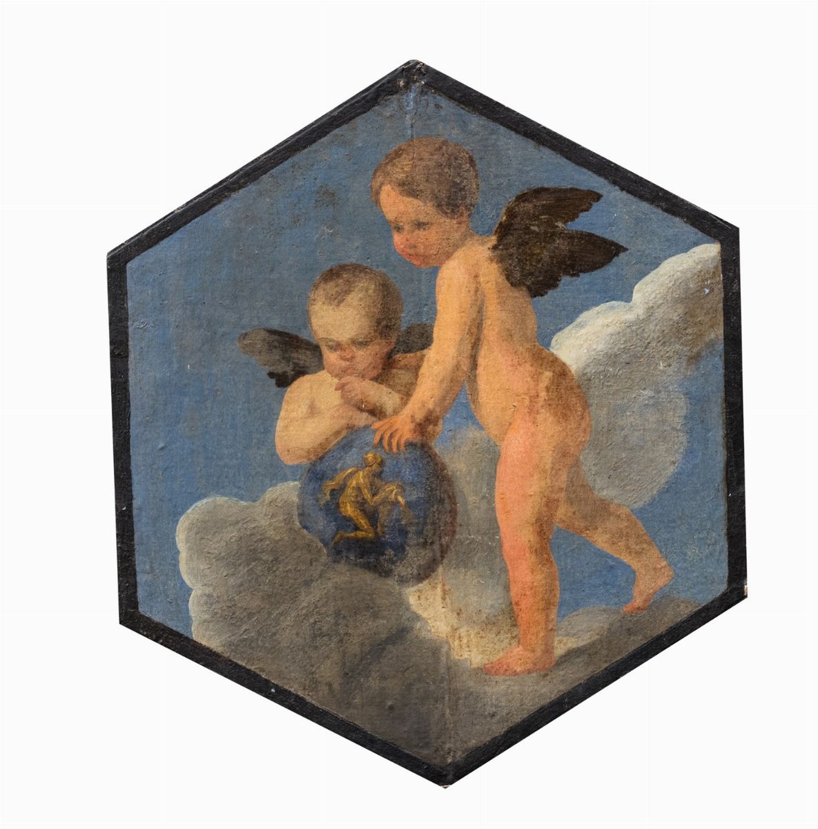 Scuola Bolognese, Secolo XVII - Autore sconosciuto, I dodici segni zodiacali, olio su tela applic...