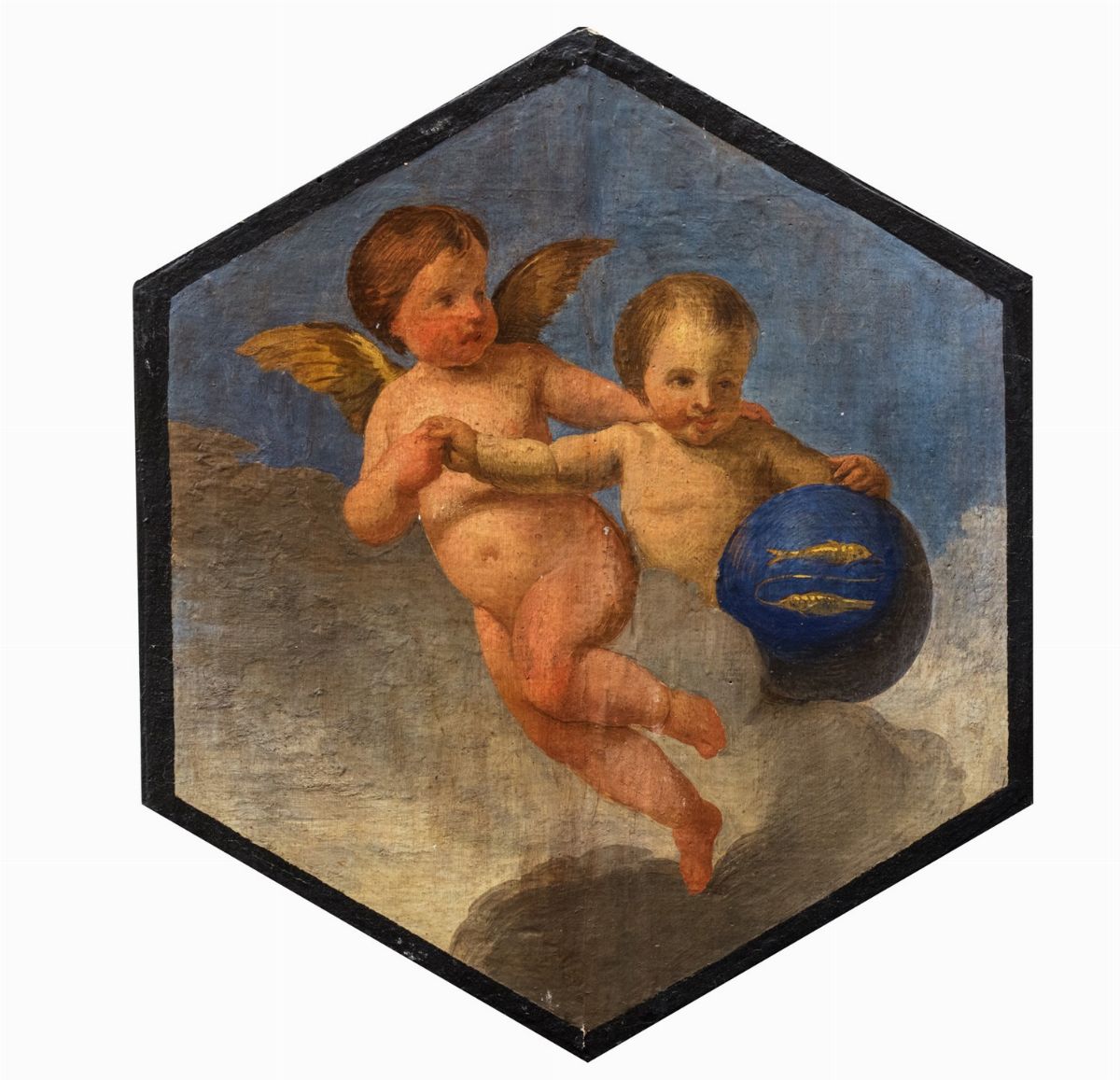 Scuola Bolognese, Secolo XVII - Autore sconosciuto, I dodici segni zodiacali, olio su tela applic...