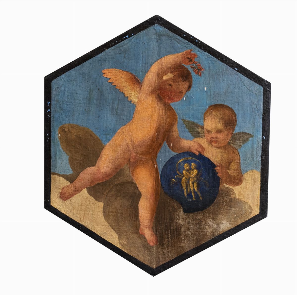 Scuola Bolognese, Secolo XVII - Autore sconosciuto, I dodici segni zodiacali, olio su tela applic...