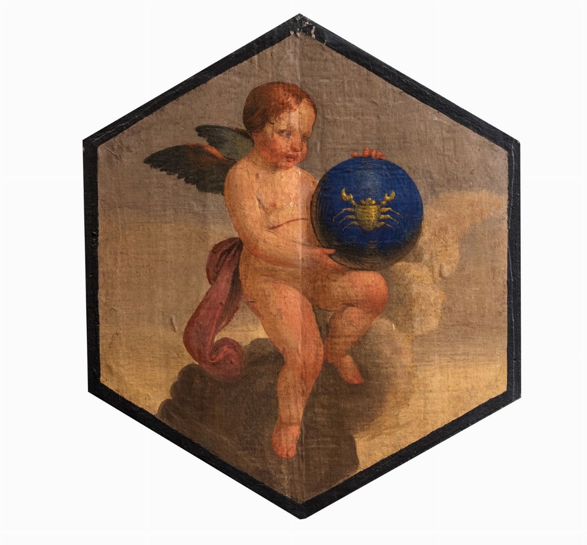Scuola Bolognese, Secolo XVII - Autore sconosciuto, I dodici segni zodiacali, olio su tela applic...