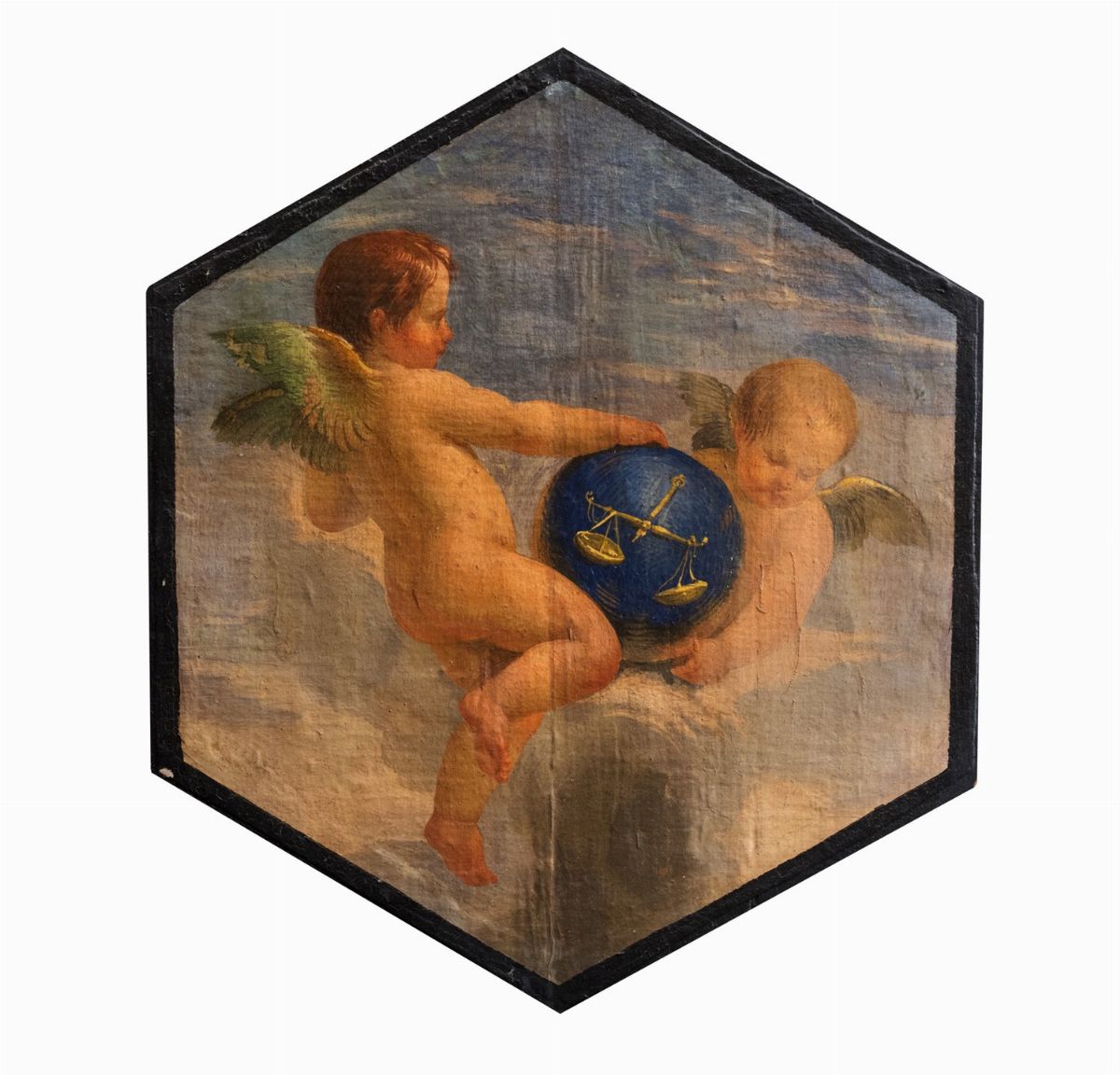 Scuola Bolognese, Secolo XVII - Autore sconosciuto, I dodici segni zodiacali, olio su tela applic...