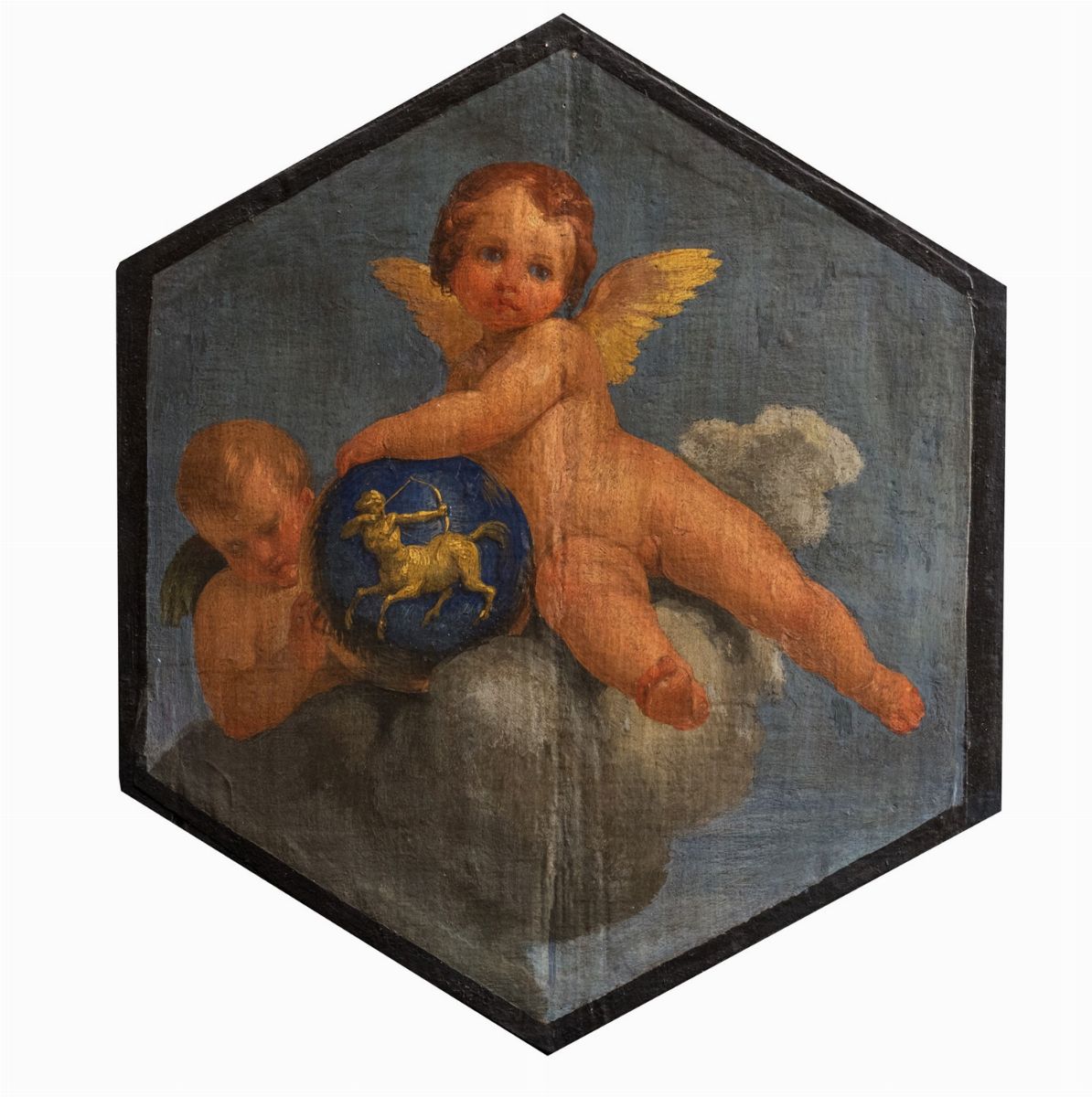 Scuola Bolognese, Secolo XVII - Autore sconosciuto, I dodici segni zodiacali, olio su tela applic...