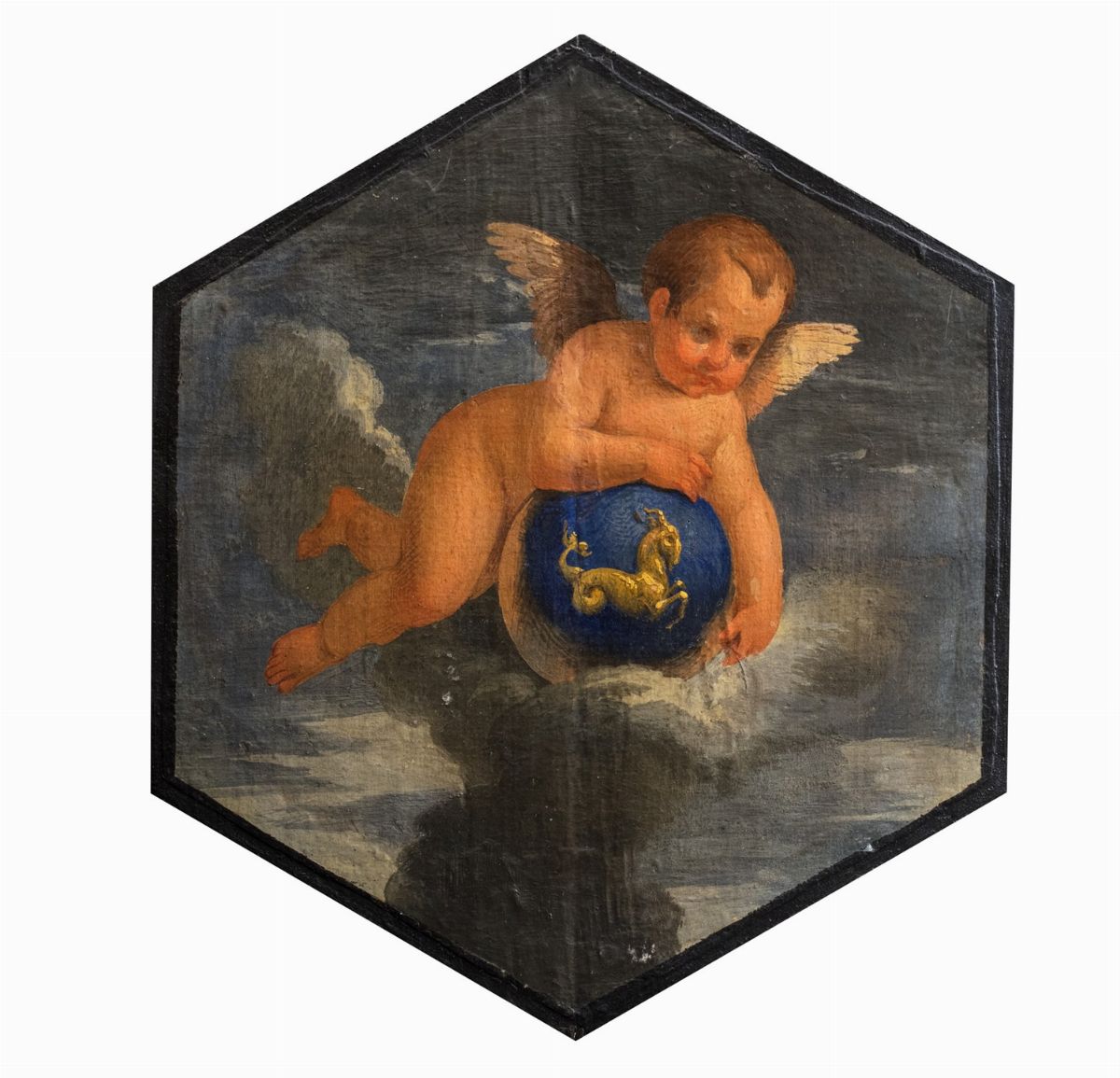 Scuola Bolognese, Secolo XVII - Autore sconosciuto, I dodici segni zodiacali, olio su tela applic...