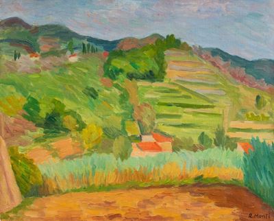 Paesaggio ligure, olio su tela