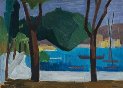 Paesaggio, olio su tavola, 1951
