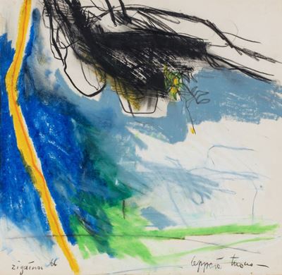 Tuono, 1966, tecnica mista su carta applicata su tela
