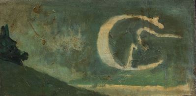 Personaggio su fondo tela, olio su tela, 1953