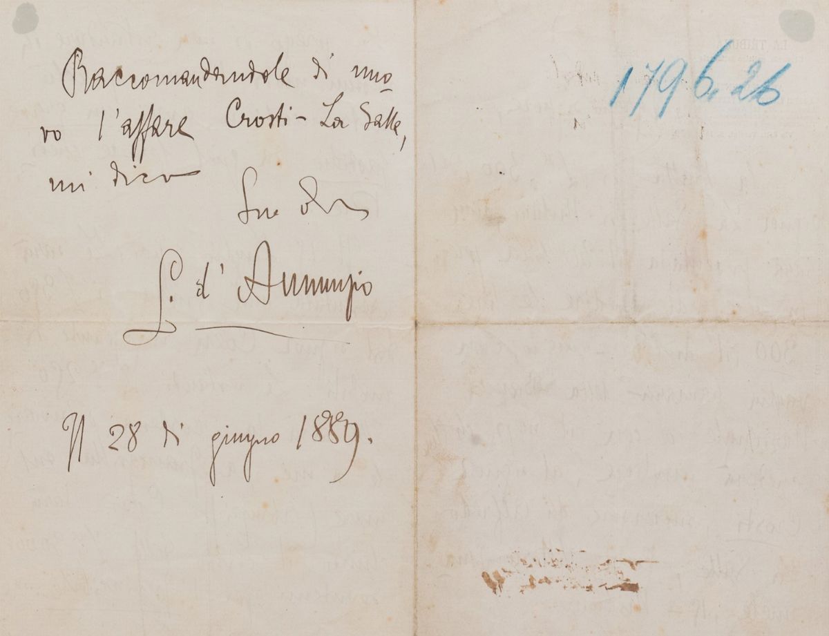 Autografi - D'annunzio, Gabriele - Lettera Autografa Firmata